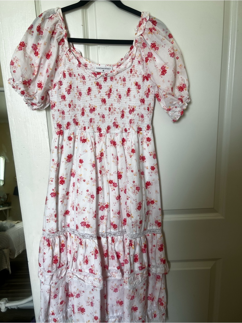 LoveShackFancy White Dress with Pink and Red Floral Print - Picture 2 of 9